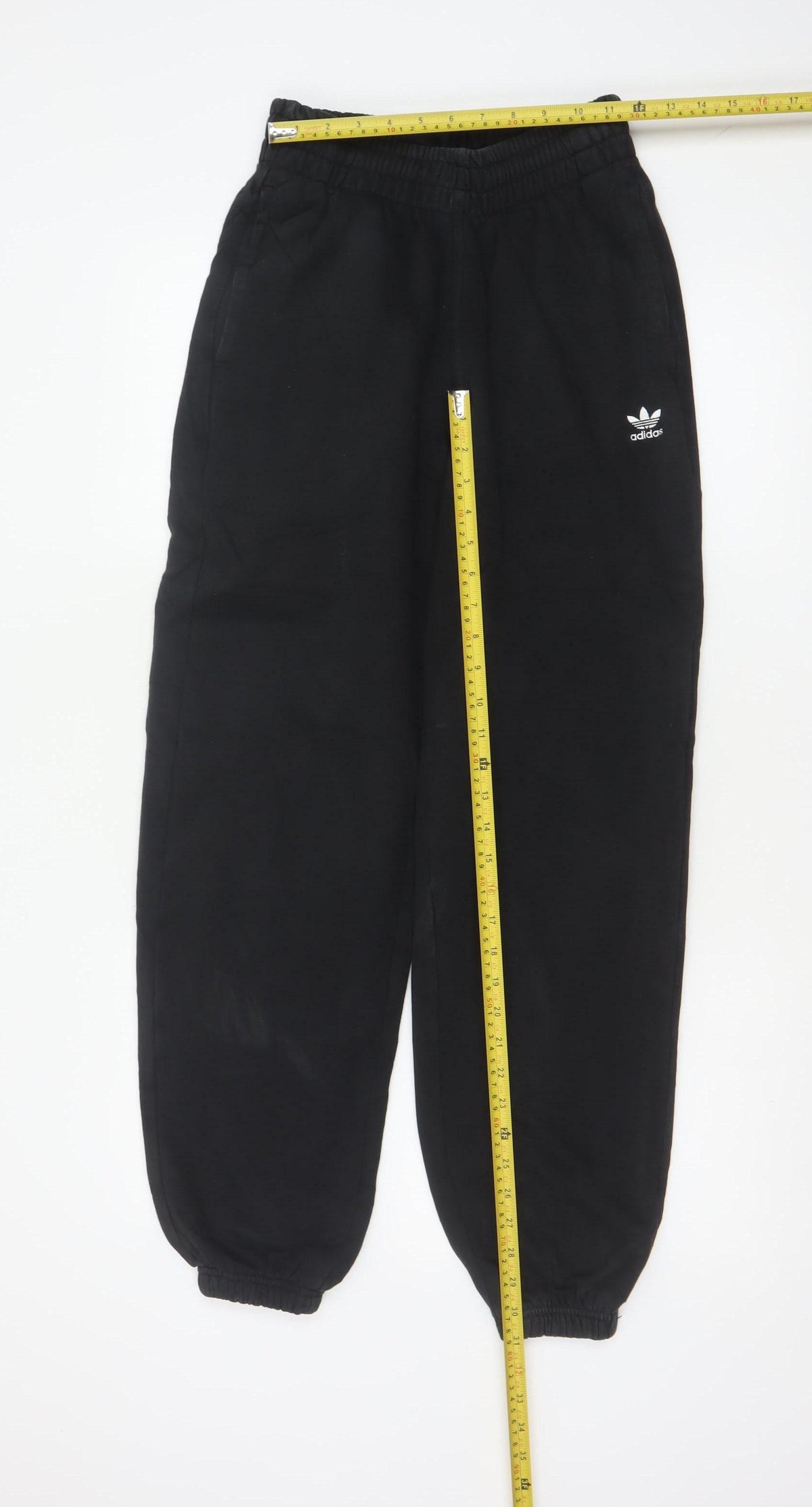 adidas Women’s Black XS Logo Fleece Cuffed Jogger Trousers