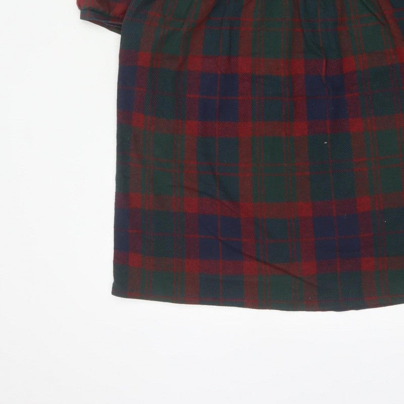 Zara Trafaluc Women’s Multicoloured S Plaid Shift Mini Puff Sleeve Dress