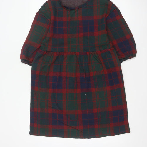 Zara Trafaluc Women’s Multicoloured S Plaid Shift Mini Puff Sleeve Dress