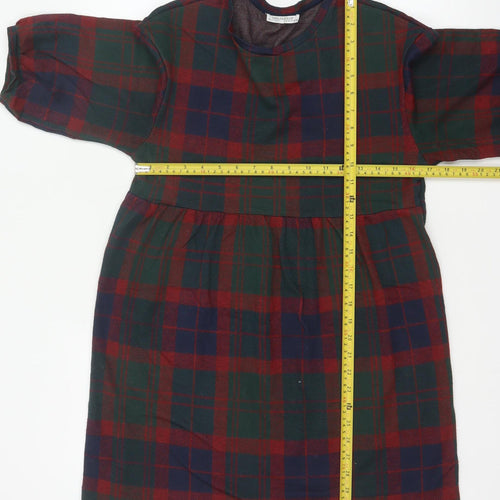 Zara Trafaluc Women’s Multicoloured S Plaid Shift Mini Puff Sleeve Dress