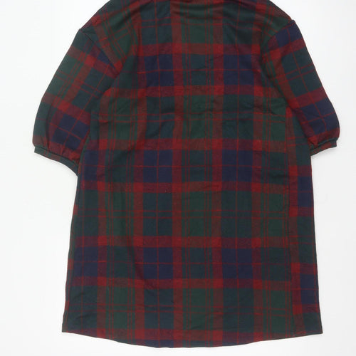 Zara Trafaluc Women’s Multicoloured S Plaid Shift Mini Puff Sleeve Dress