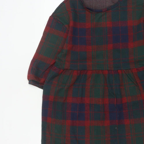 Zara Trafaluc Women’s Multicoloured S Plaid Shift Mini Puff Sleeve Dress