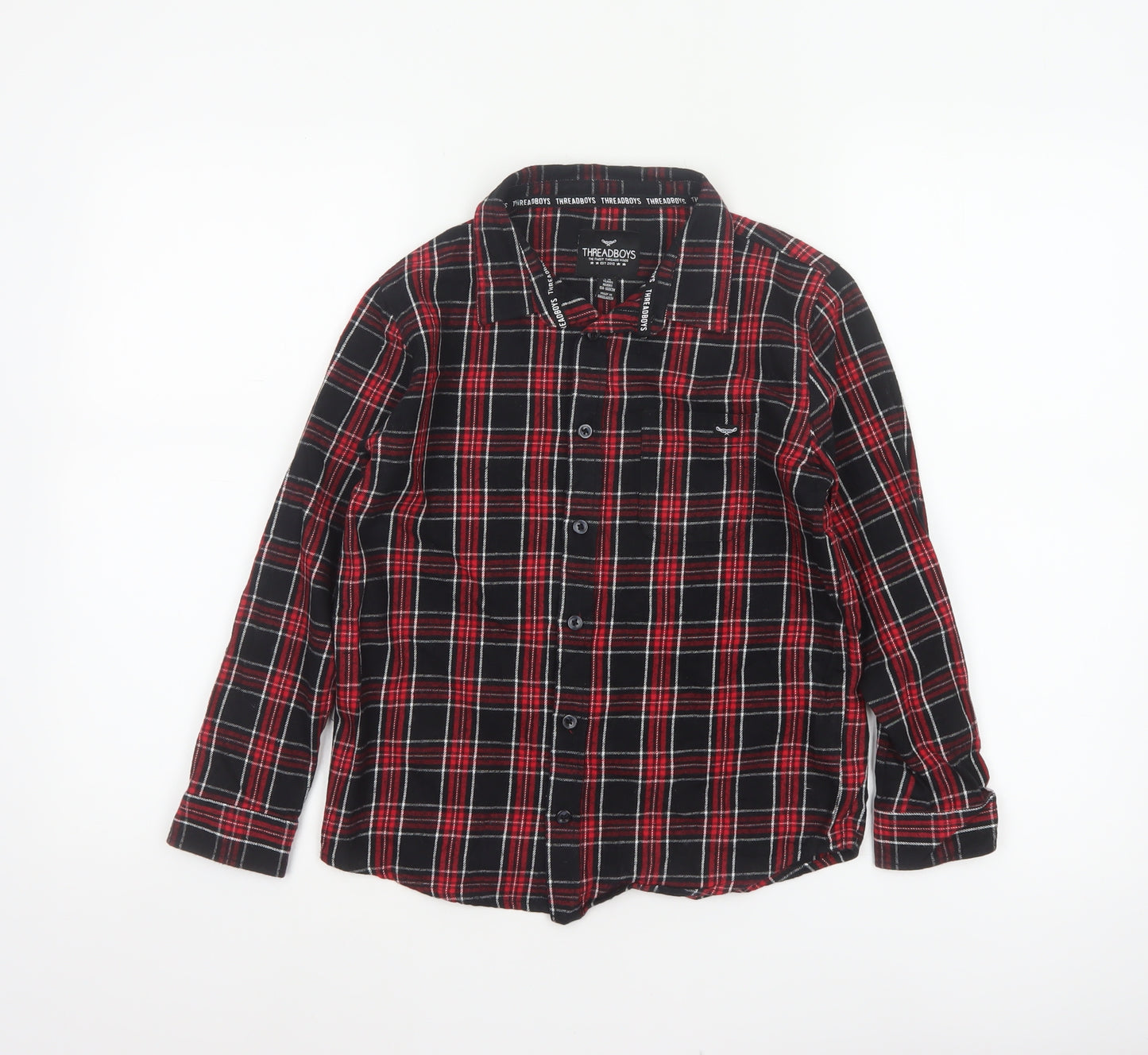 Threadboys Boys Multicoloured 9-10 Years Plaid Cotton Button-Up Shirt