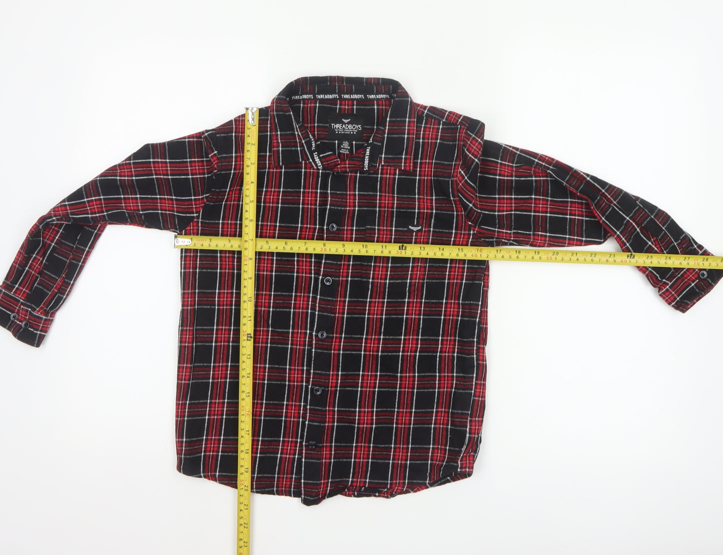 Threadboys Boys Multicoloured 9-10 Years Plaid Cotton Button-Up Shirt