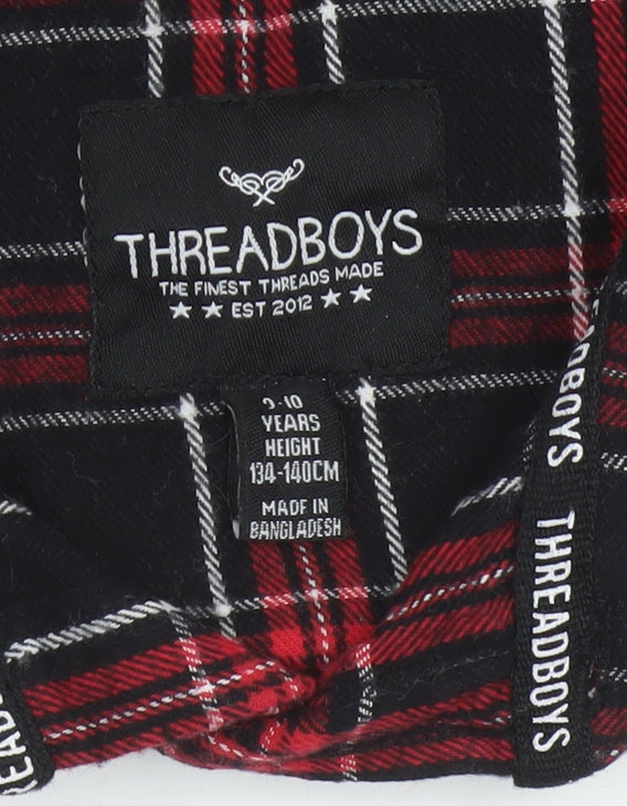 Threadboys Boys Multicoloured 9-10 Years Plaid Cotton Button-Up Shirt
