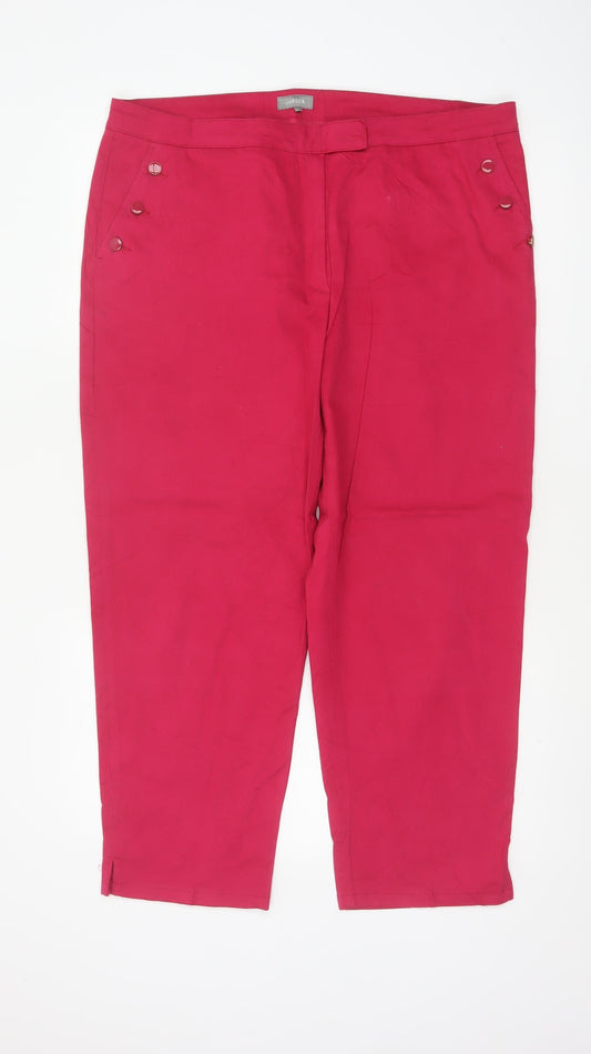 Jaeger Women’s Red Cotton Stretch Tapered Trousers UK 16