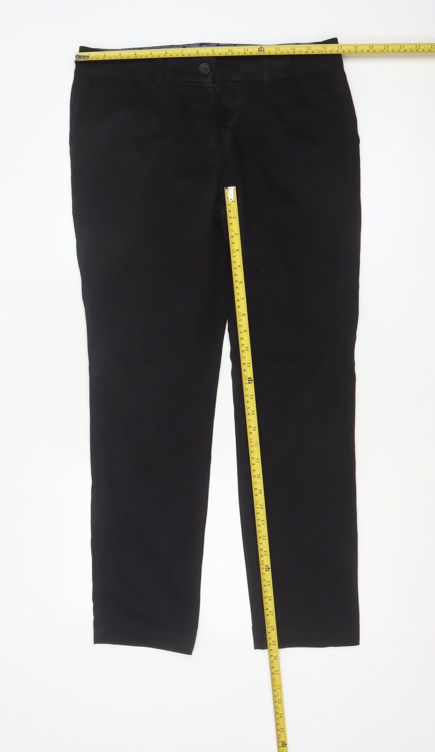 White Stuff Women’s Black UK 12 Straight Leg Cotton Work Trousers