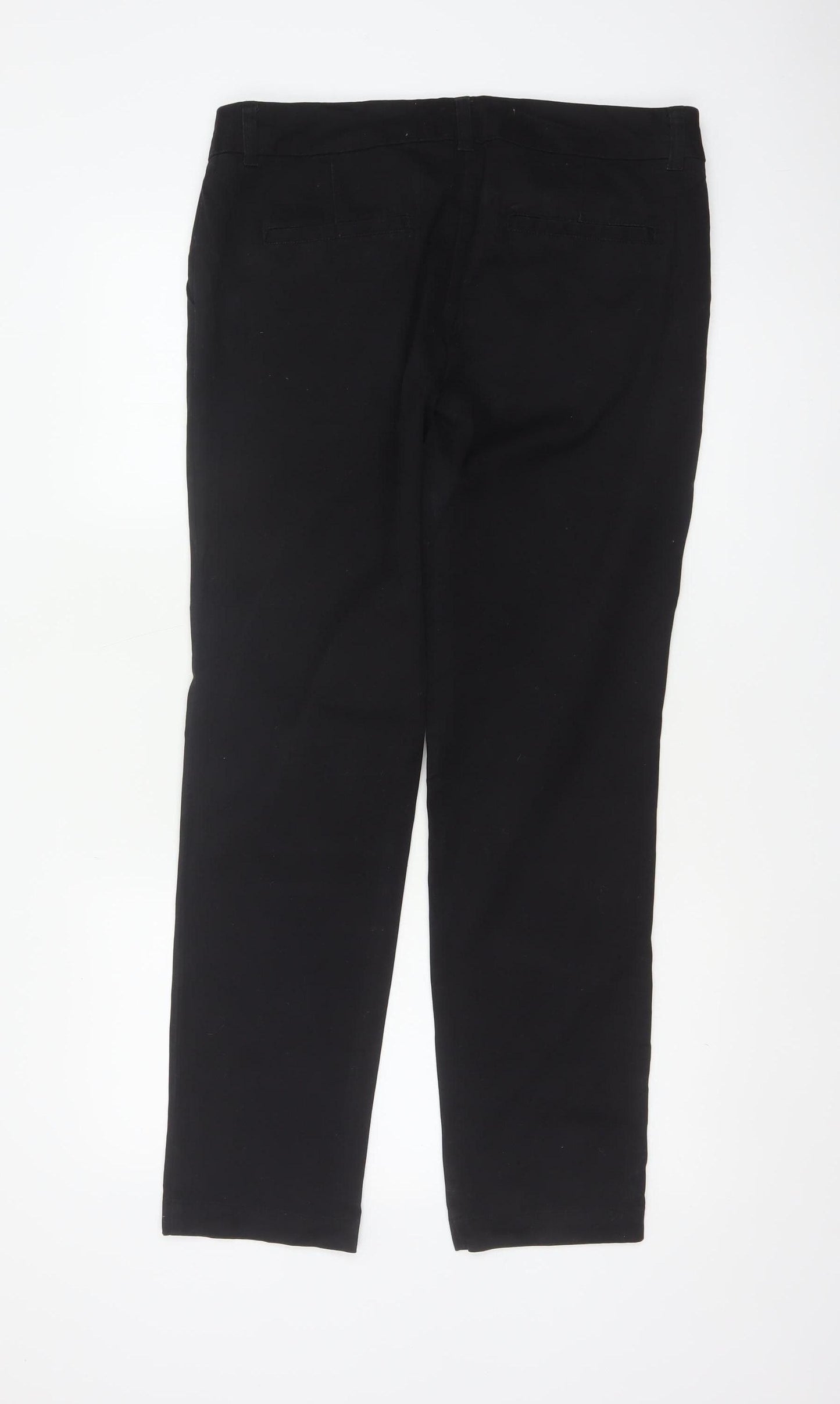 White Stuff Women’s Black UK 12 Straight Leg Cotton Work Trousers