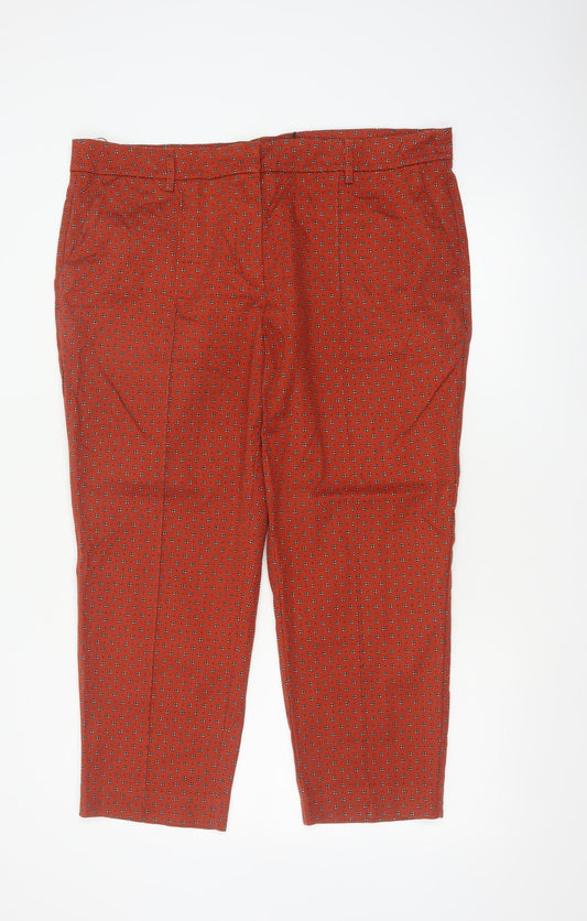 Next Tailoring Women’s Orange Geometric UK 18 Tapered Trousers