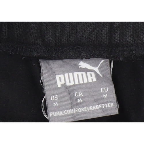 Puma Men’s Black M Jogger Sweatpants Logo Elastic Waist Cuffed