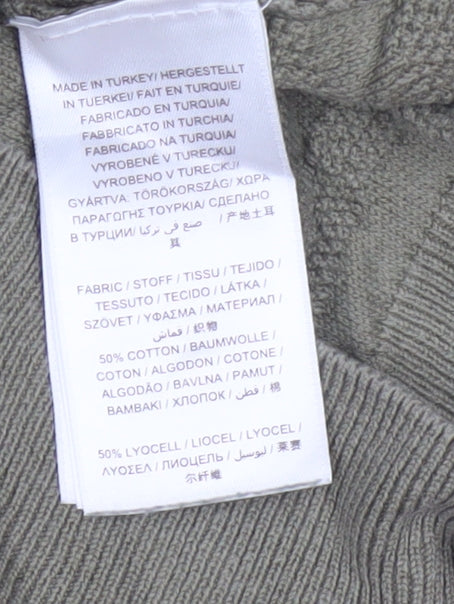 GANT Men’s Green 2XL Herringbone Knit Collared Henley Jumper