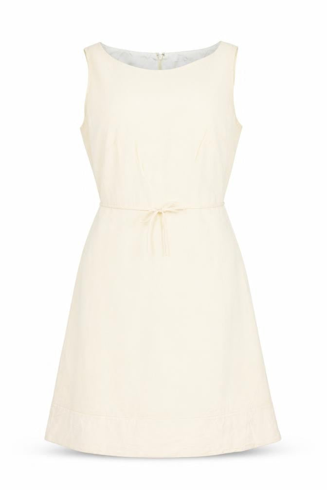 J.Crew Women Ivory Silk Petite UK 10 A-Line Knee Length Dress