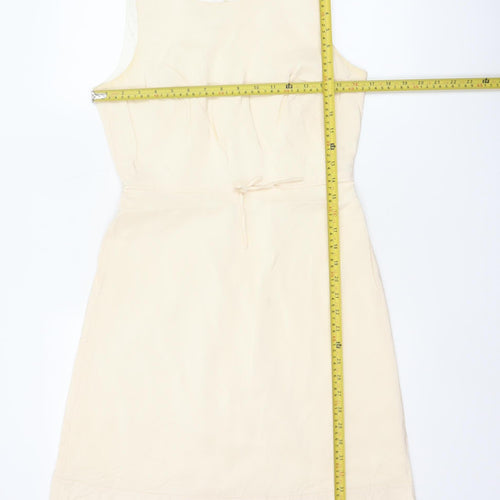 J.Crew Women Ivory Silk Petite UK 10 A-Line Knee Length Dress