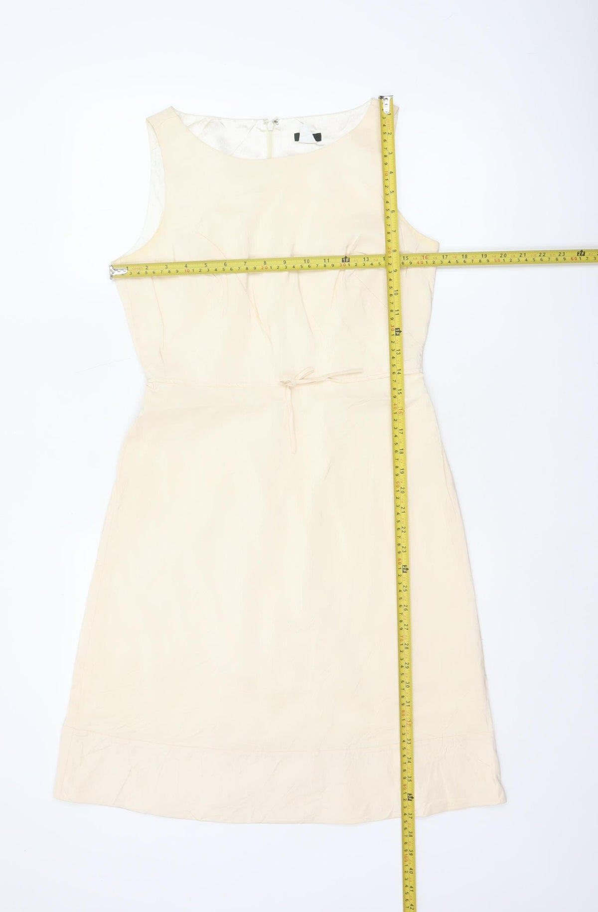J.Crew Women Ivory Silk Petite UK 10 A-Line Knee Length Dress