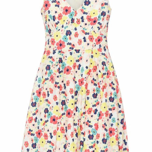 Laura Ashley Women Multicoloured UK 12 Floral Fit & Flare Cotton Dress