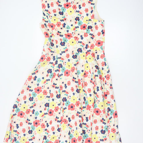 Laura Ashley Women Multicoloured UK 12 Floral Fit & Flare Cotton Dress