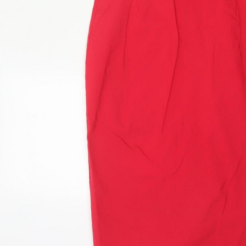 Androse Women Red UK 14 Bodycon Knee Dress Ruffle V-Neck Party