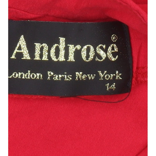 Androse Women Red UK 14 Bodycon Knee Dress Ruffle V-Neck Party