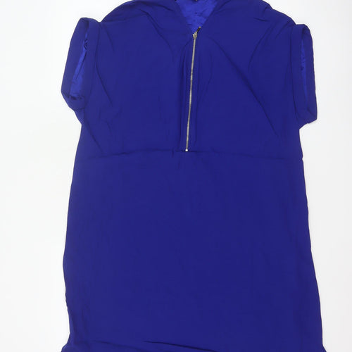 Phase Eight Women’s Blue UK 14 Knee Length Shift Dress Puff Sleeve Zip