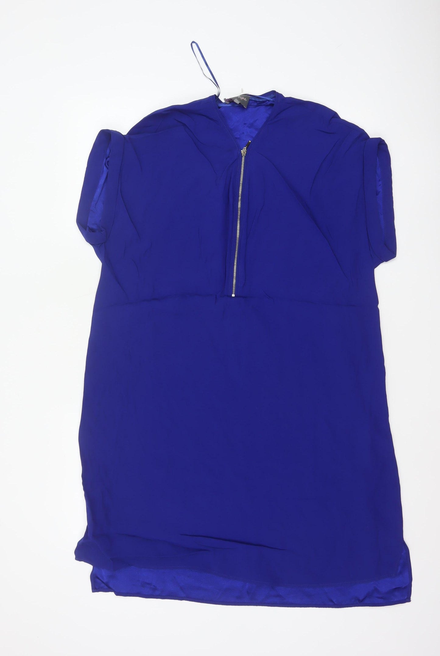 Phase Eight Women’s Blue UK 14 Knee Length Shift Dress Puff Sleeve Zip