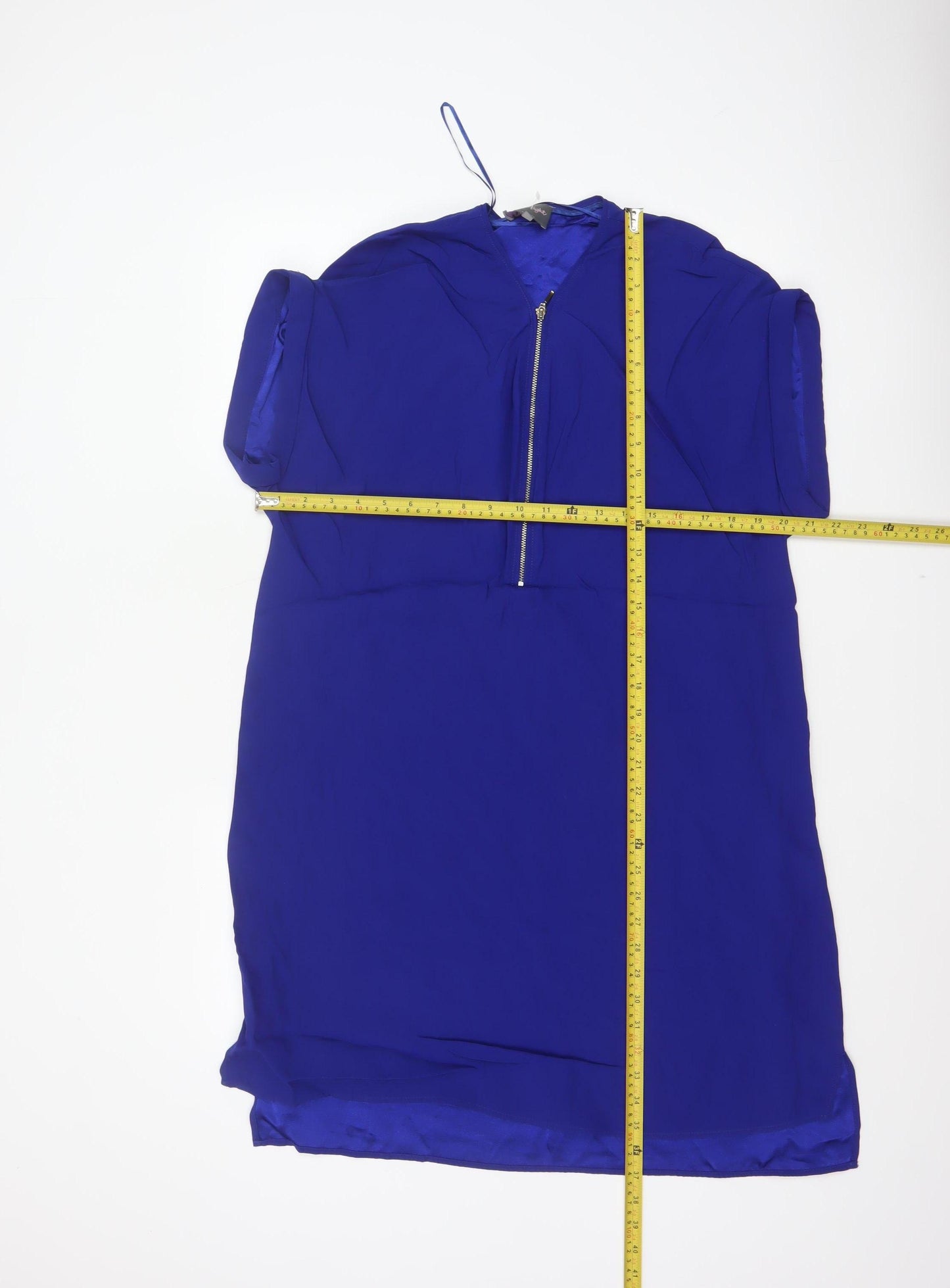 Phase Eight Women’s Blue UK 14 Knee Length Shift Dress Puff Sleeve Zip