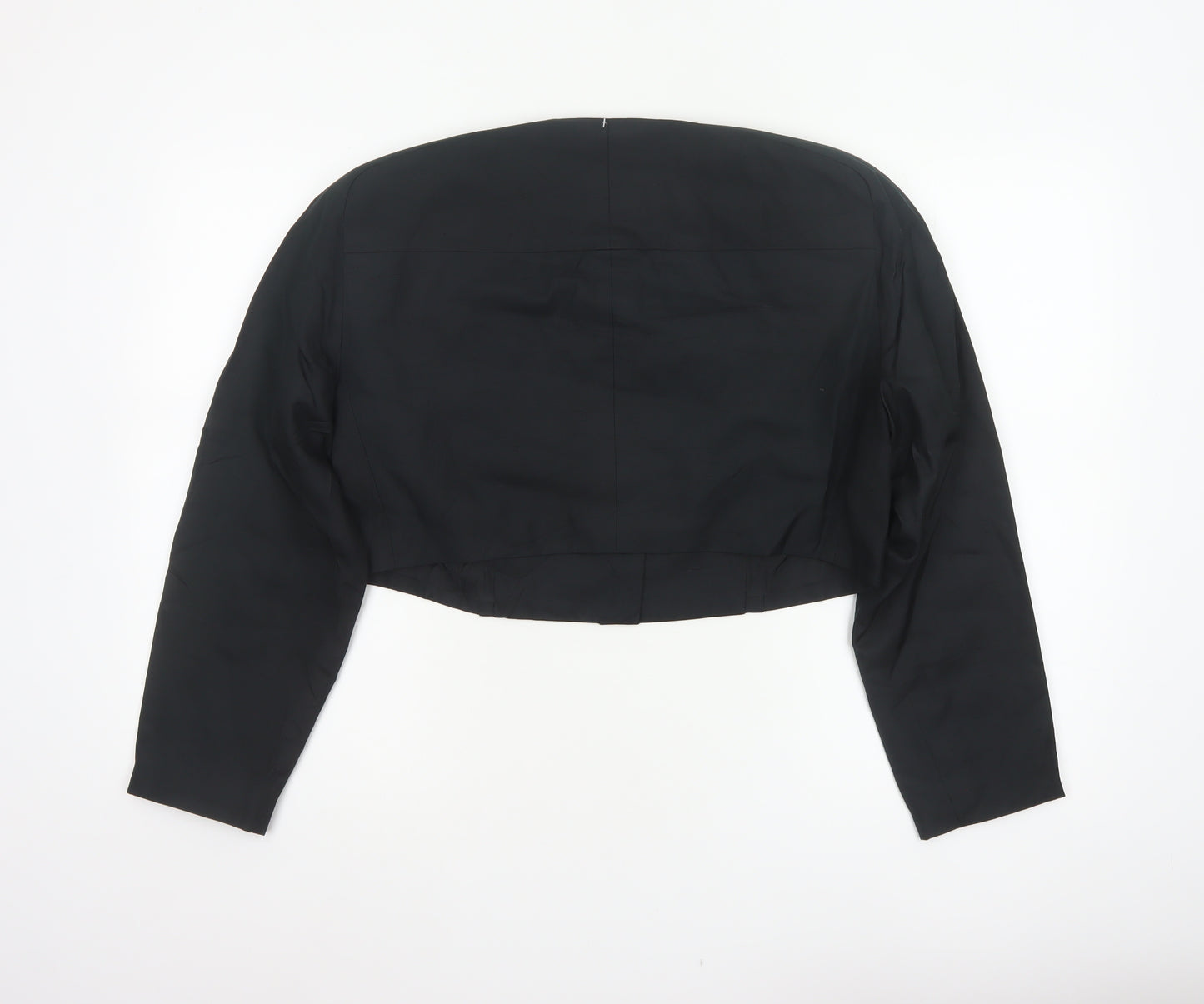 Paola Luccini Women Black Silk Floral Embellished Cropped Jacket Size 12