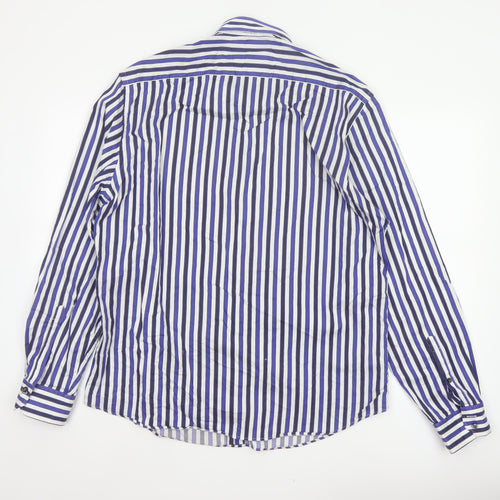 Marks & Spencer Men's Blue White Stripe XL Tailored Fit Cotton Shirt