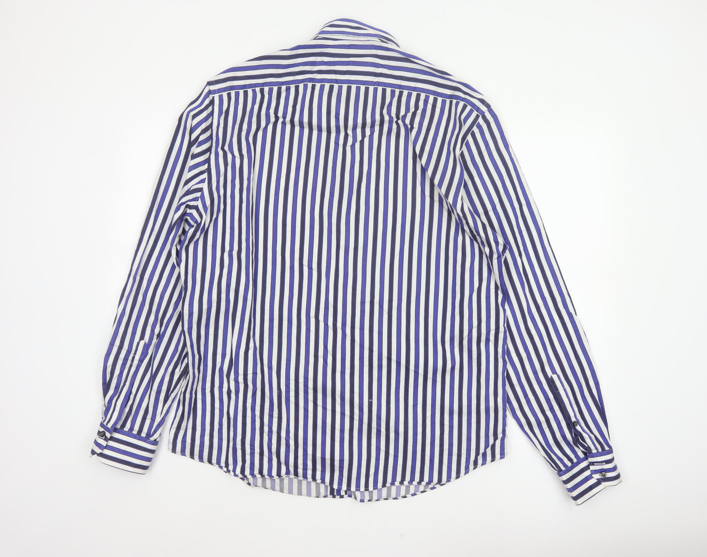 Marks & Spencer Men's Blue White Stripe XL Tailored Fit Cotton Shirt