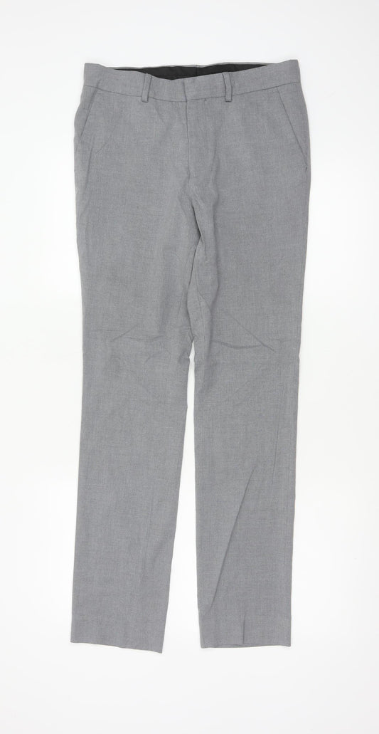 New Look Men’s Grey 30R Skinny Fit Dress Trousers Smart Formal