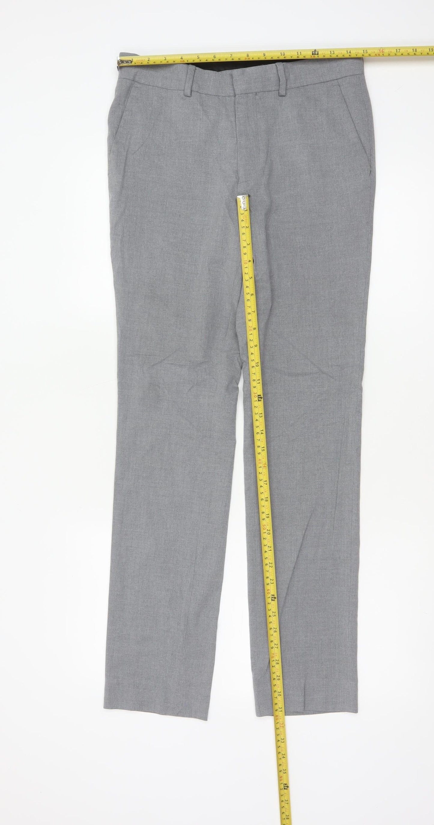 New Look Men’s Grey 30R Skinny Fit Dress Trousers Smart Formal