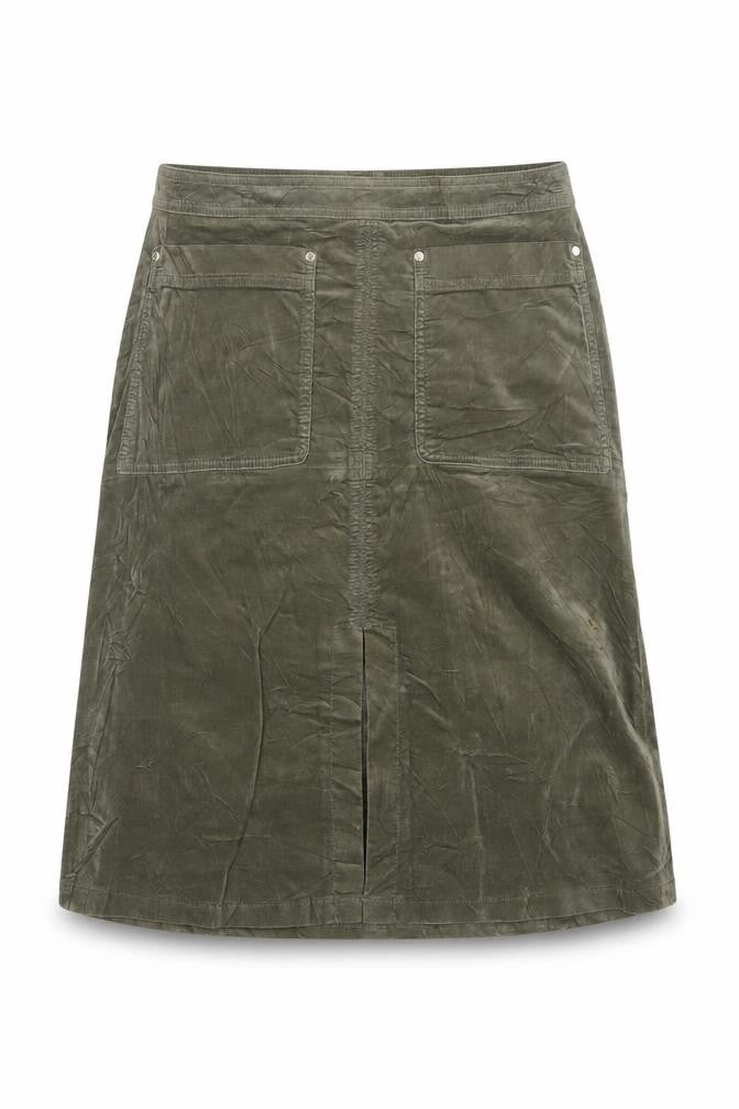 Marks and Spencer Women Green UK 14 A-Line Knee Length Cotton Skirt