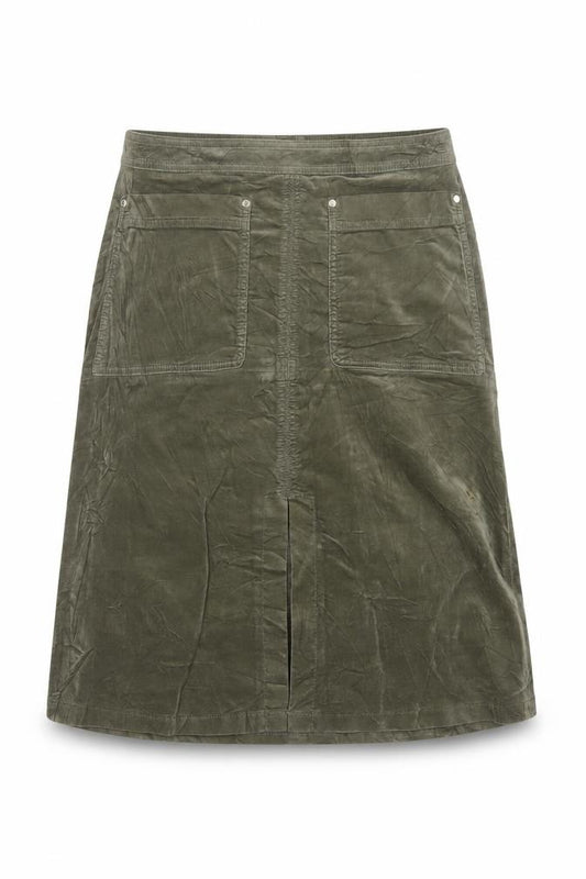 Marks and Spencer Women Green UK 14 A-Line Knee Length Cotton Skirt