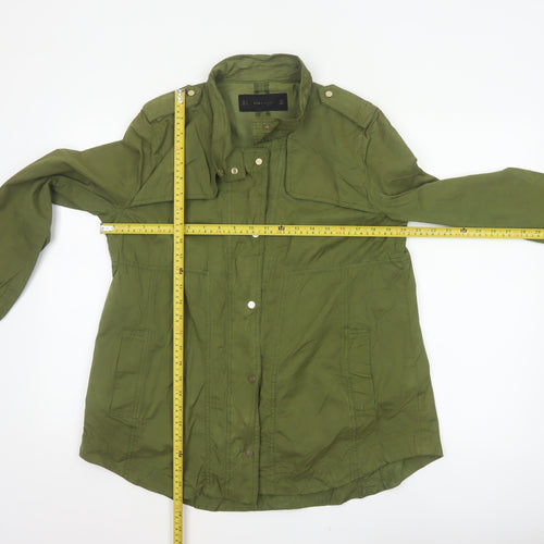 Zara Basic Women’s Green L Military Utility Jacket Zip Pockets