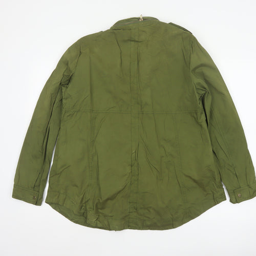 Zara Basic Women’s Green L Military Utility Jacket Zip Pockets