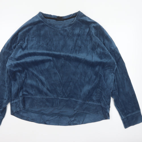 DKNY Women’s Blue XL Velour Long Sleeve Basic Sweatshirt Top