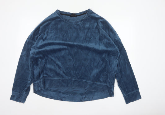 DKNY Women’s Blue XL Velour Long Sleeve Basic Sweatshirt Top
