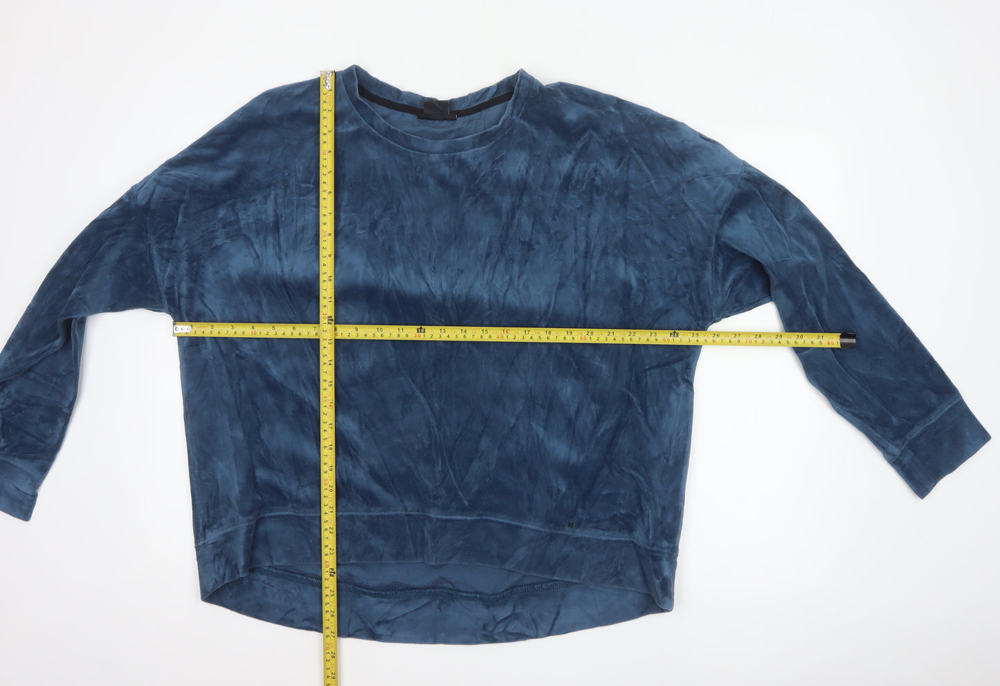 DKNY Women’s Blue XL Velour Long Sleeve Basic Sweatshirt Top