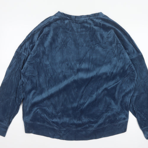DKNY Women’s Blue XL Velour Long Sleeve Basic Sweatshirt Top