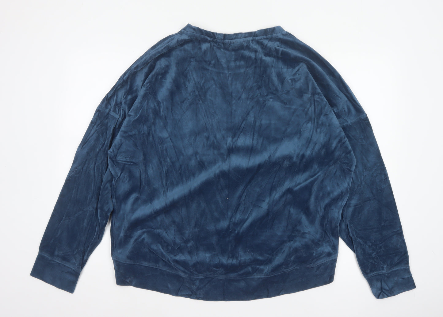 DKNY Women’s Blue XL Velour Long Sleeve Basic Sweatshirt Top