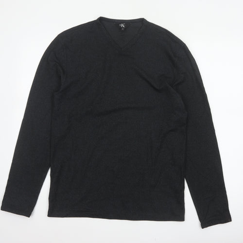 Calvin Klein Men’s Black M Long Sleeve V-Neck Jersey Casual Top