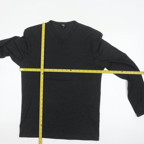 Calvin Klein Men’s Black M Long Sleeve V-Neck Jersey Casual Top