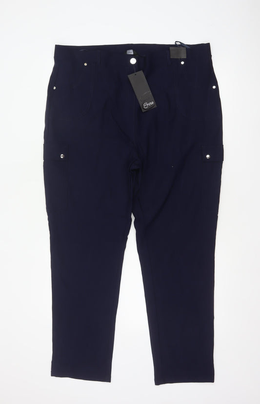 Emreco Women’s Blue Size 20 Straight Leg Cargo Trousers