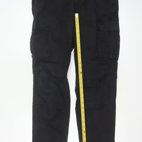 Jack & Jones Men’s Black 32/34 Cargo Trousers Regular Cotton Stretch