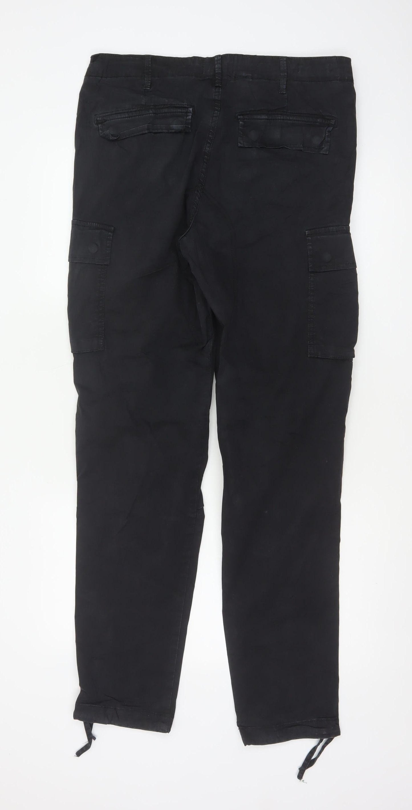 Jack & Jones Men’s Black 32/34 Cargo Trousers Regular Cotton Stretch