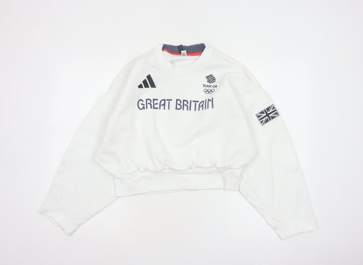 Adidas Women’s White S Team GB Olympic Graphic Pullover Sweatshirt