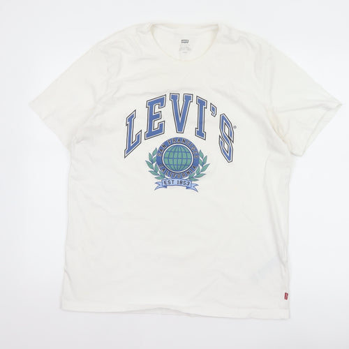 Levi's Men's White L California College Graphic Print Crew Neck T-Shirt