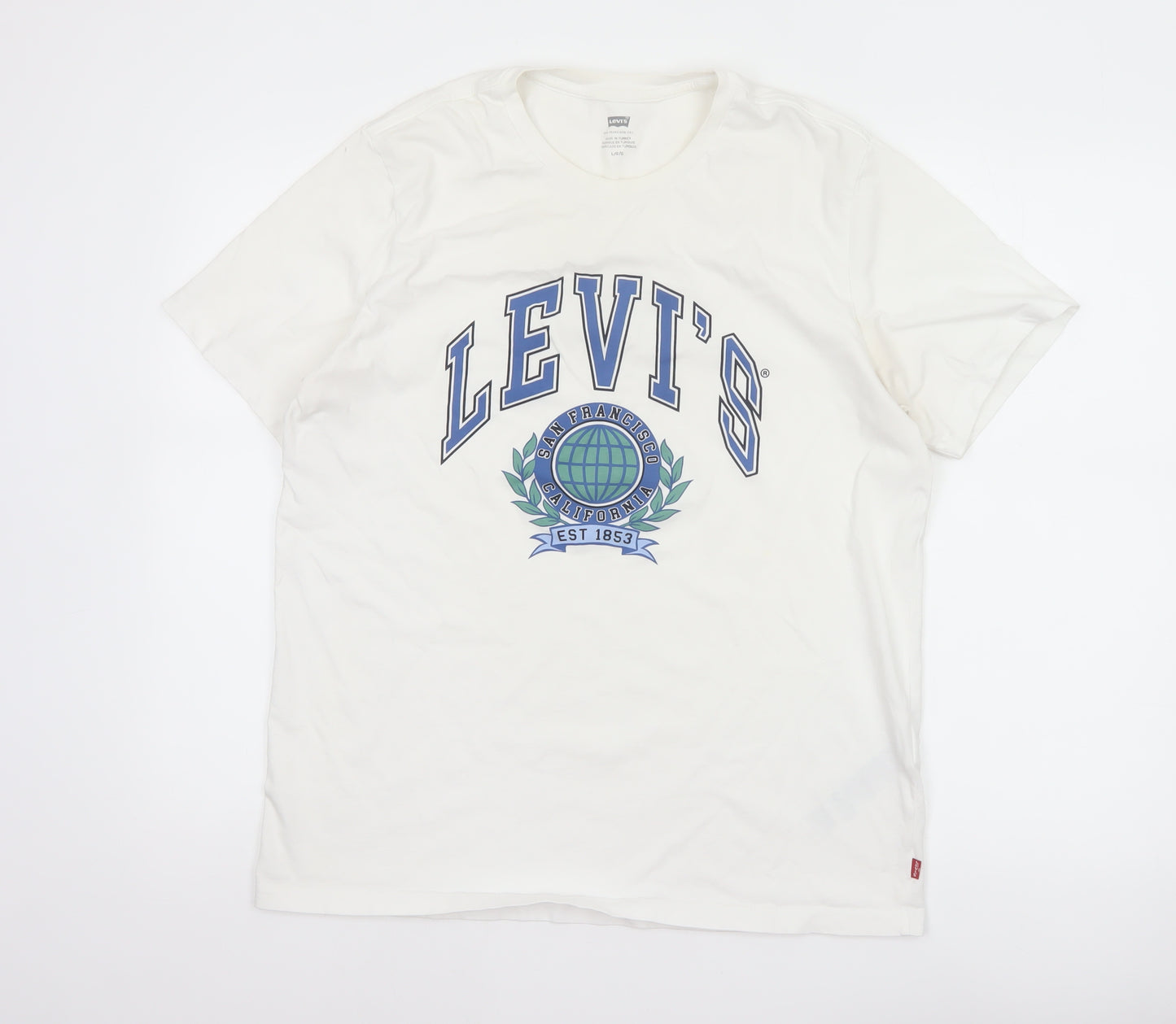 Levi's Men's White L California College Graphic Print Crew Neck T-Shirt