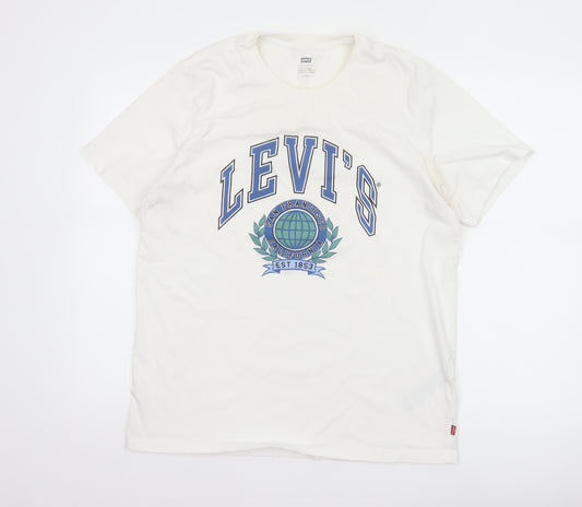 Levi's Men's White L California College Graphic Print Crew Neck T-Shirt