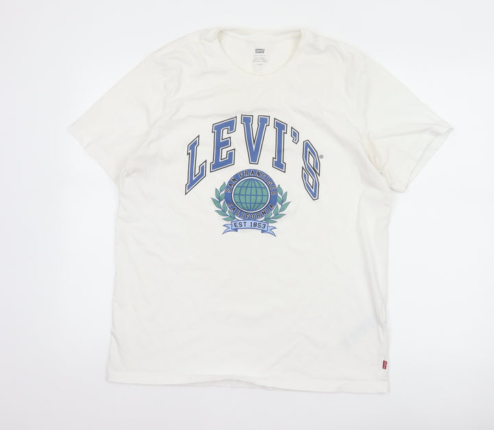 Levi's Men's White L California College Graphic Print Crew Neck T-Shirt