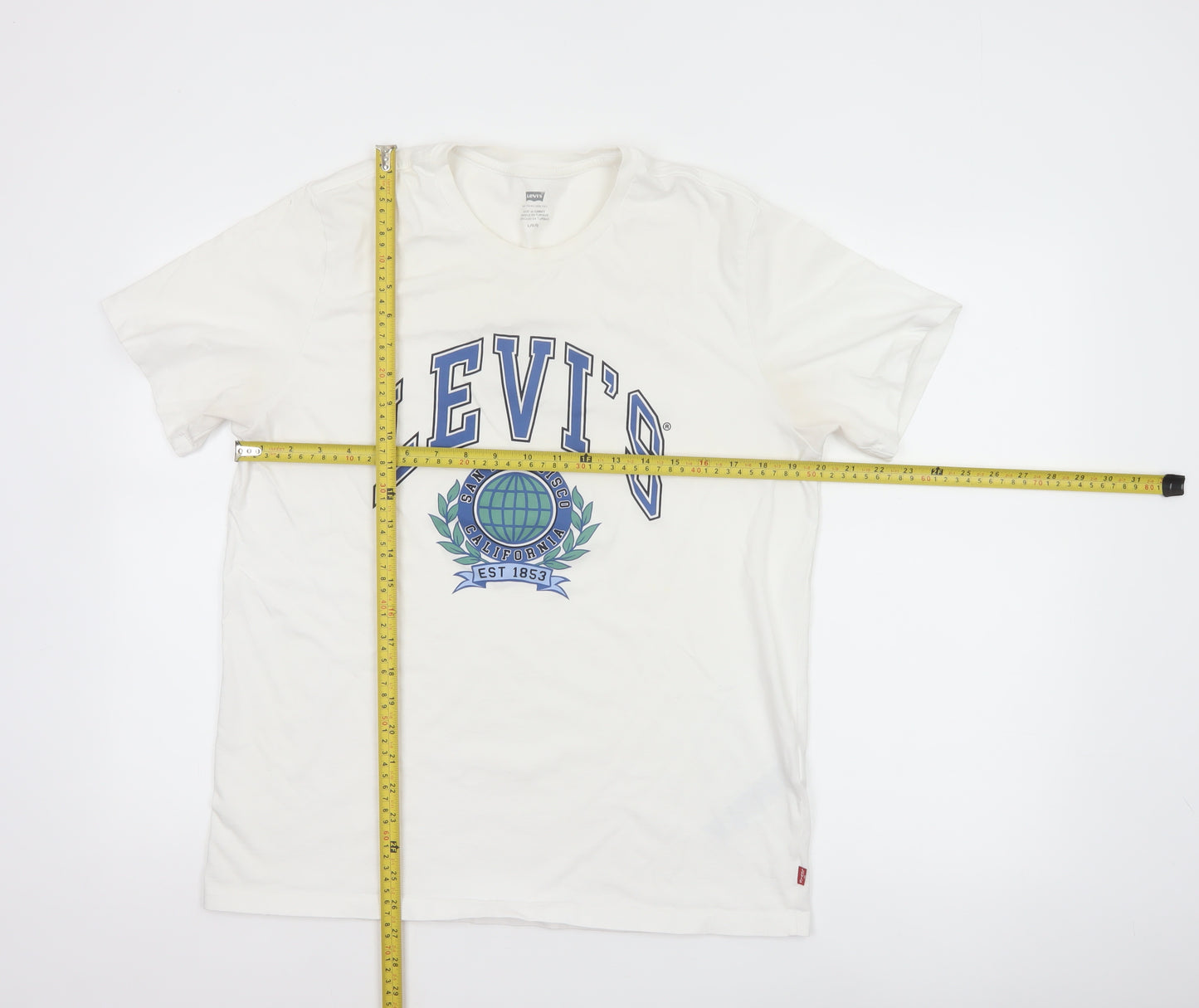 Levi's Men's White L California College Graphic Print Crew Neck T-Shirt